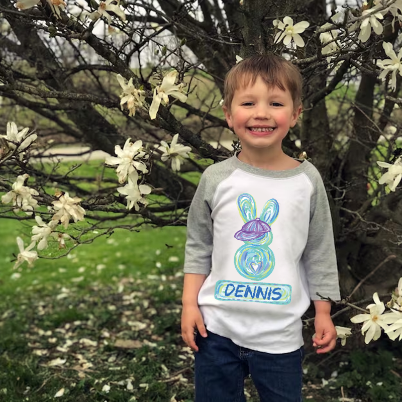 Personalized Kids Easter Bunny Long Sleeves Shirt| Cloth12442