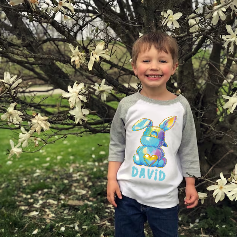 Personalized Kids Easter Bunny Long Sleeves Shirt| Cloth12444