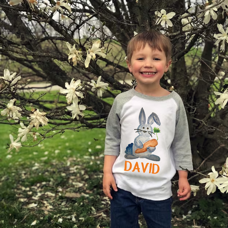 Personalized Kids Easter Bunny Long Sleeves Shirt| Cloth12445