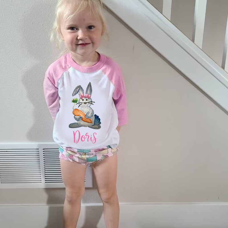 Personalized Kids Easter Bunny Long Sleeves Shirt| Cloth12445