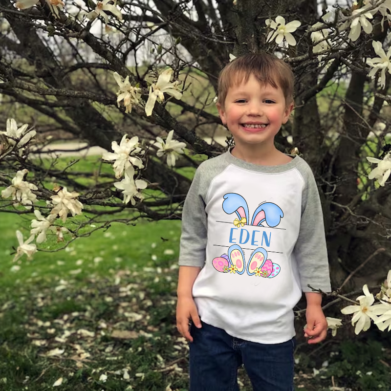 Personalized Kids Easter Bunny Long Sleeve Shirt| Cloth12435