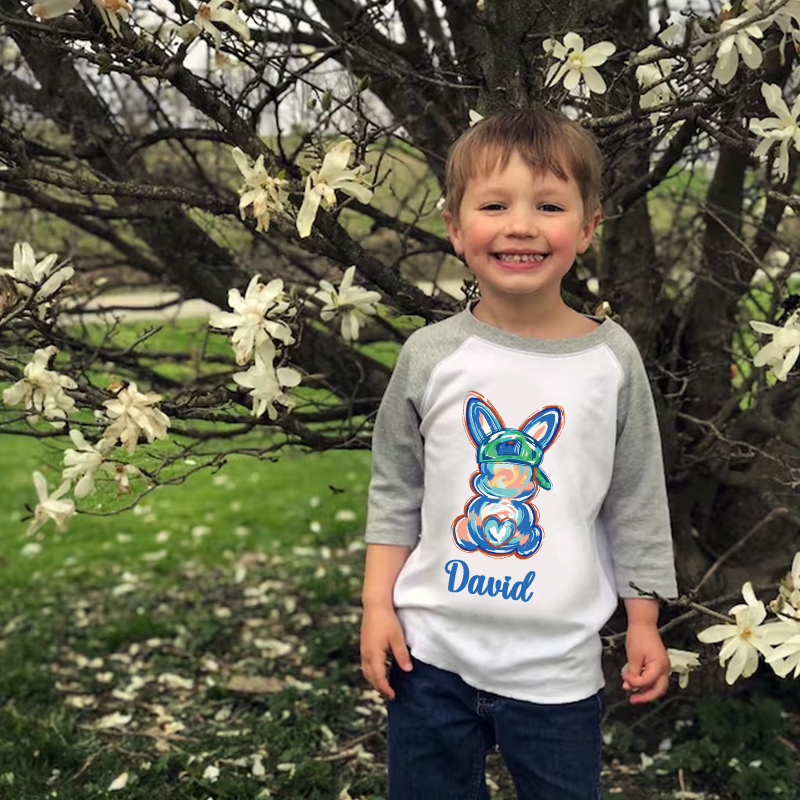 Personalized Kids Easter Bunny Long Sleeves Shirt| Cloth12438