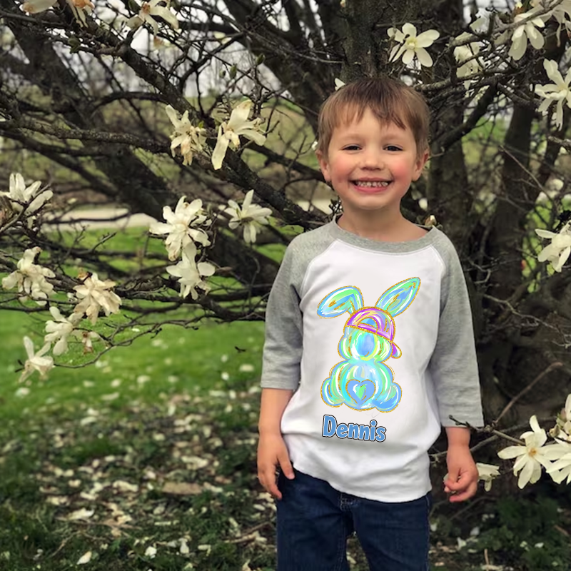 Personalized Kids Easter Bunny Long Sleeves Shirt| Cloth12439