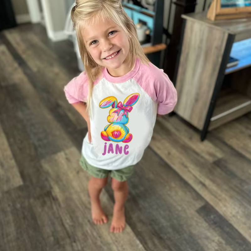 Personalized Kids Easter Bunny Long Sleeves Shirt| Cloth12444