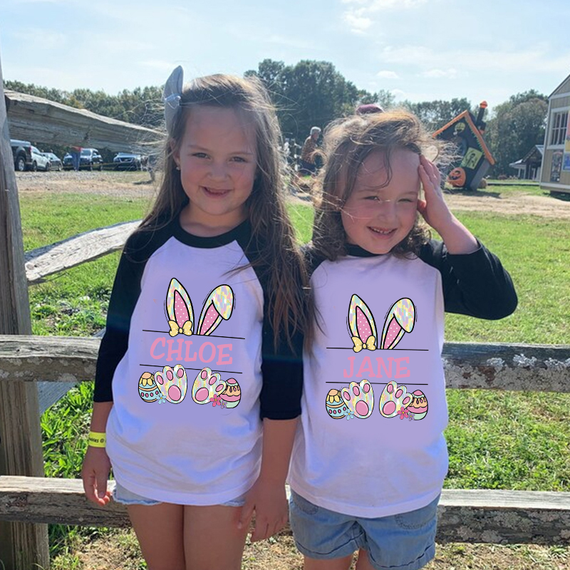 Personalized Kids Alphabet Bunny Long Sleeve Shirt| Cloth 12434