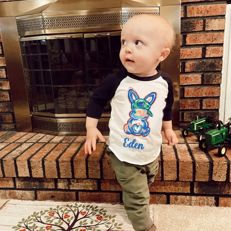 Personalized Kids Easter Bunny Long Sleeves Shirt| Cloth12438