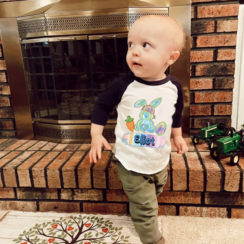 Personalized Kids Easter Bunny Long Sleeves Shirt| Cloth12440