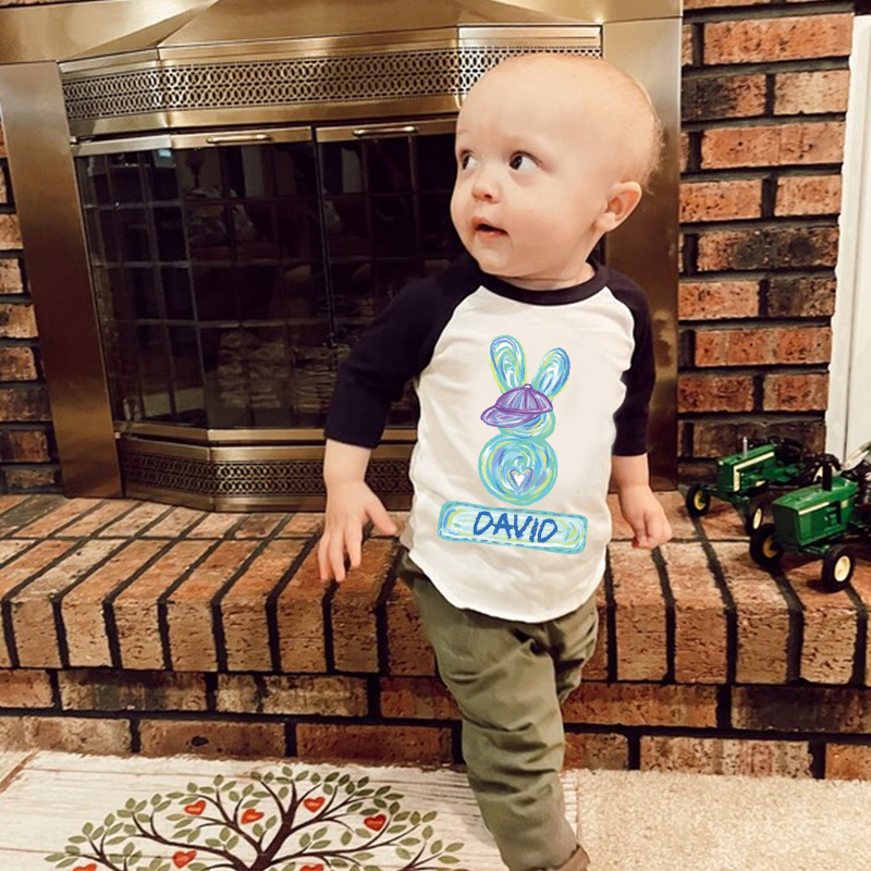 Personalized Kids Easter Bunny Long Sleeves Shirt| Cloth12442