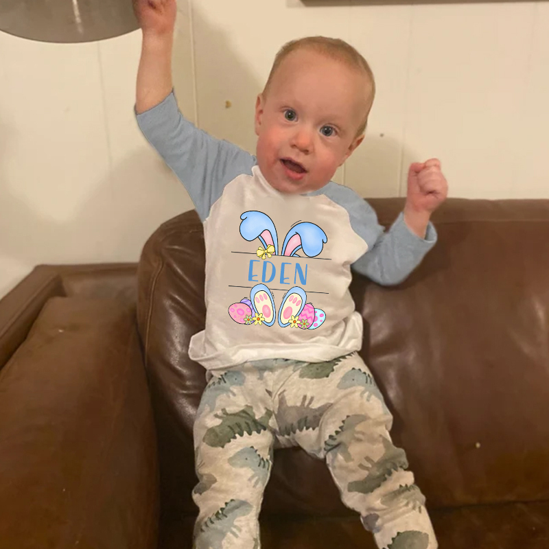 Personalized Kids Easter Bunny Long Sleeve Shirt| Cloth12435