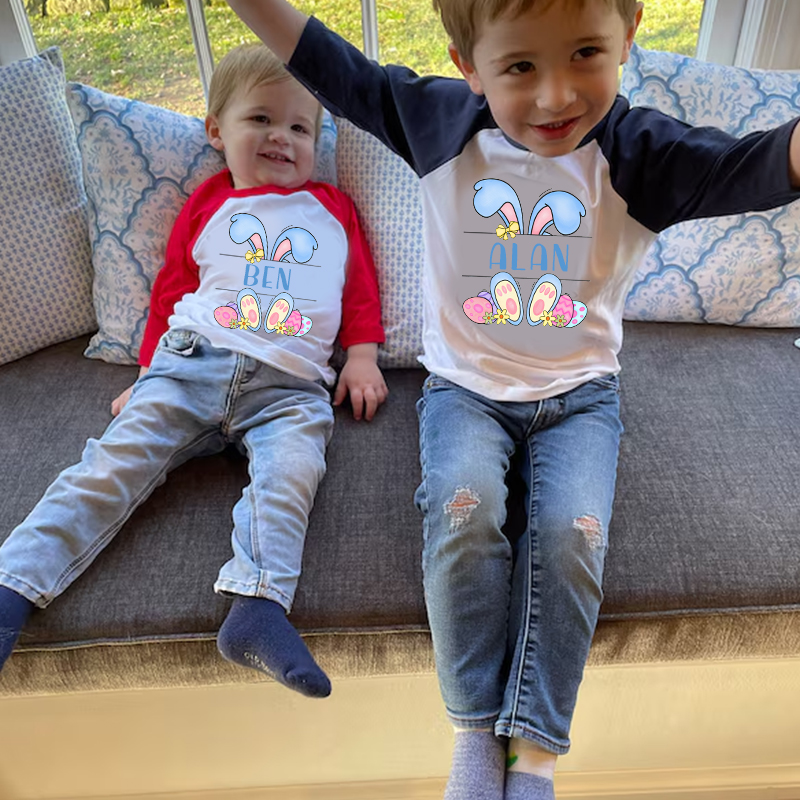 Personalized Kids Easter Bunny Long Sleeve Shirt| Cloth12435