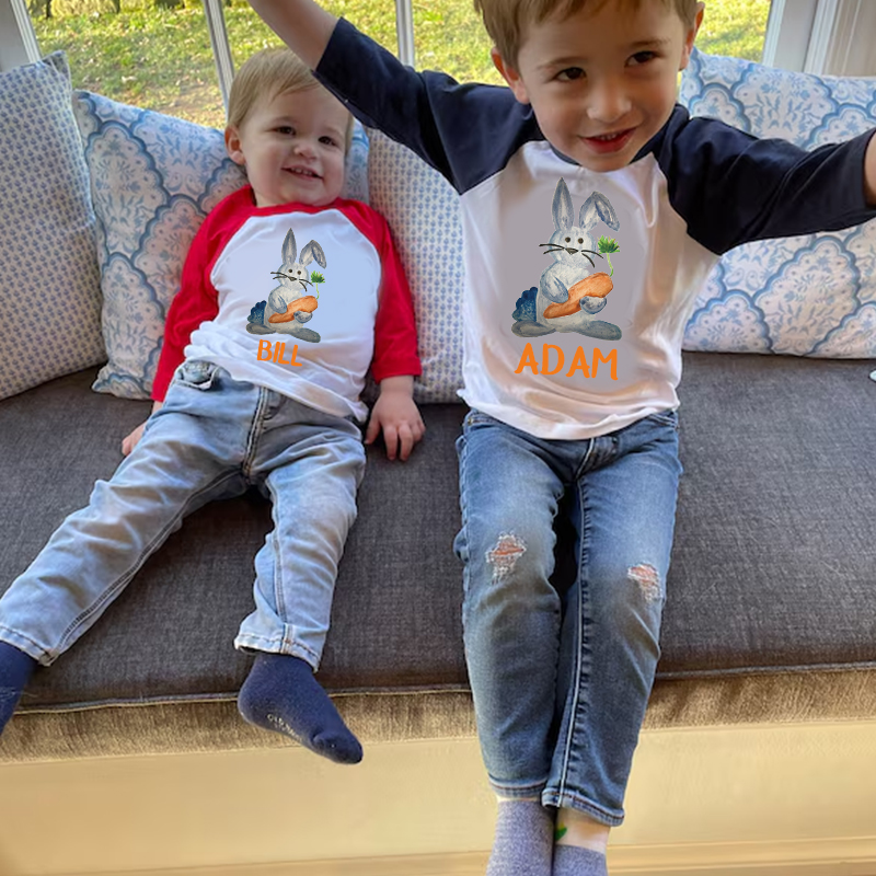 Personalized Kids Easter Bunny Long Sleeves Shirt| Cloth12445