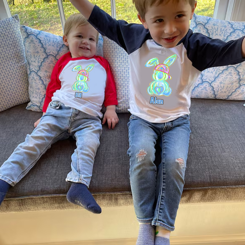 Personalized Kids Easter Bunny Long Sleeves Shirt| Cloth12439