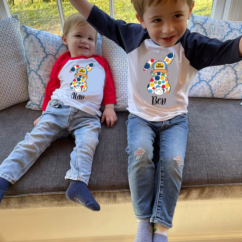 Personalized Kids Easter Bunny Long Sleeves Shirt| Cloth12443