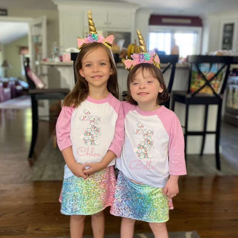 Personalized Girl Easter Bunny Long Sleeves Shirt| Cloth12431