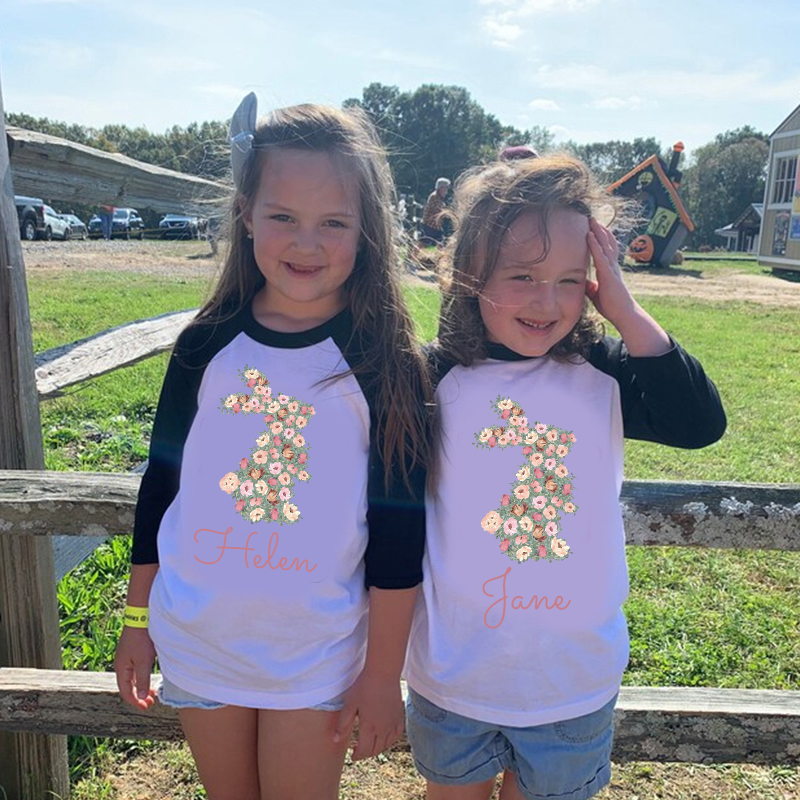 Personalized Girl Easter Bunny Long Sleeves Shirt| Cloth12431