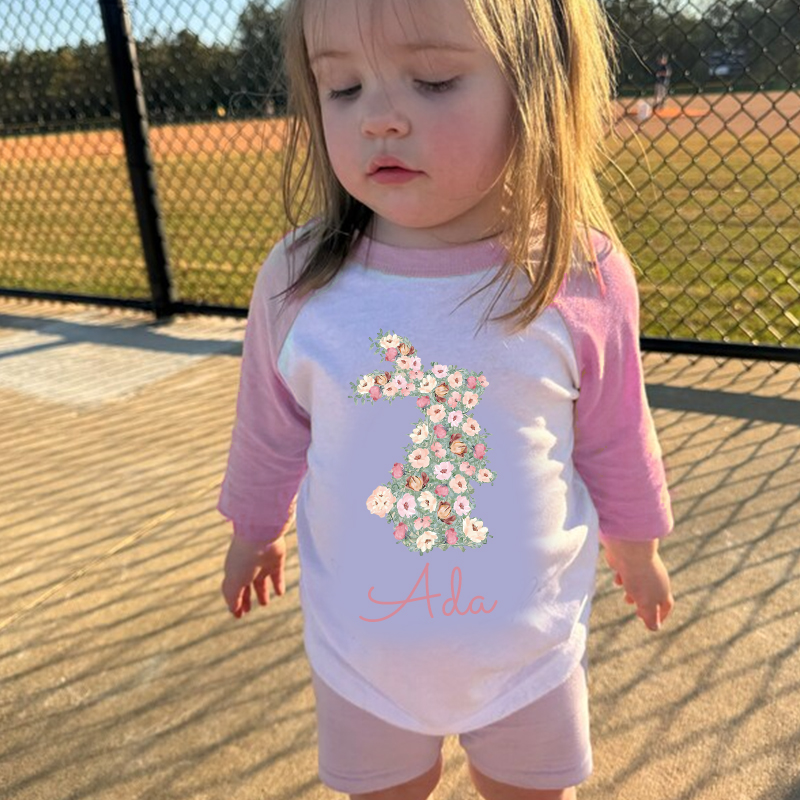 Personalized Girl Easter Bunny Long Sleeves Shirt| Cloth12431