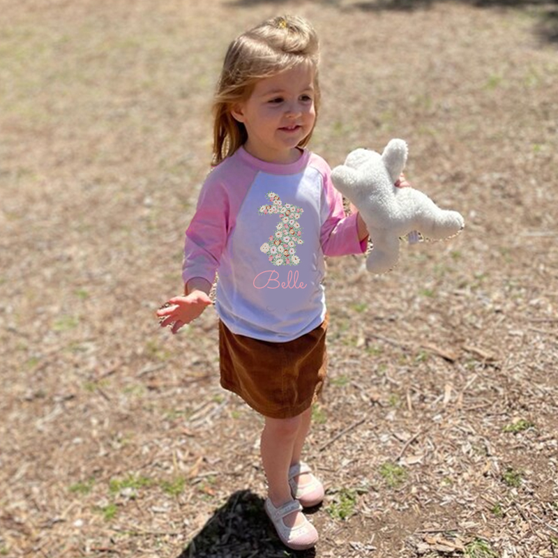 Personalized Girl Easter Bunny Long Sleeves Shirt| Cloth12431
