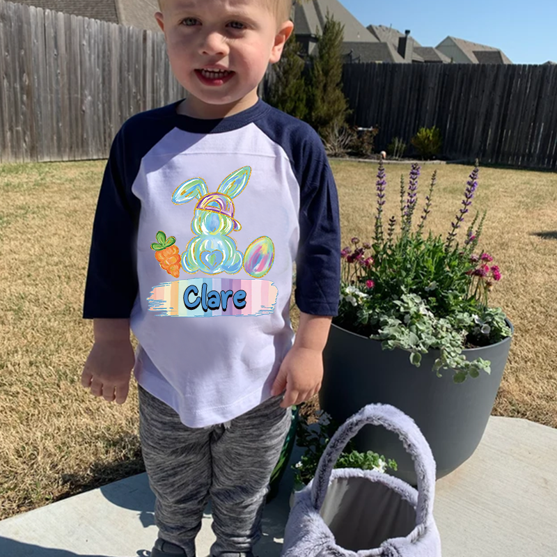 Personalized Kids Easter Bunny Long Sleeves Shirt| Cloth12440