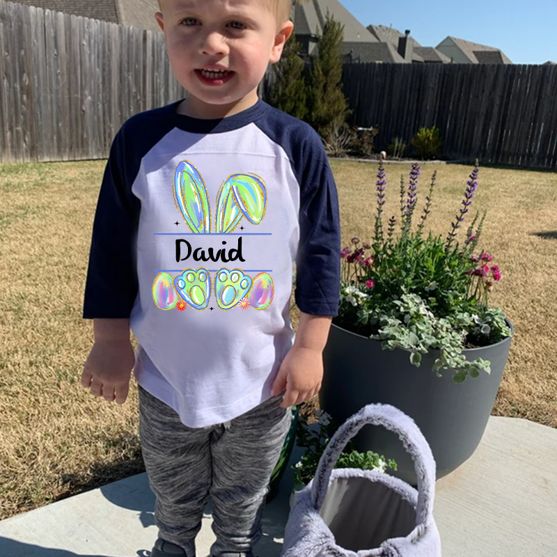 Personalized Kids Easter Bunny Long Sleeves Shirt| Cloth12441