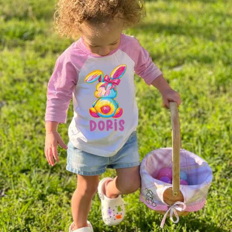 Personalized Kids Easter Bunny Long Sleeves Shirt| Cloth12444