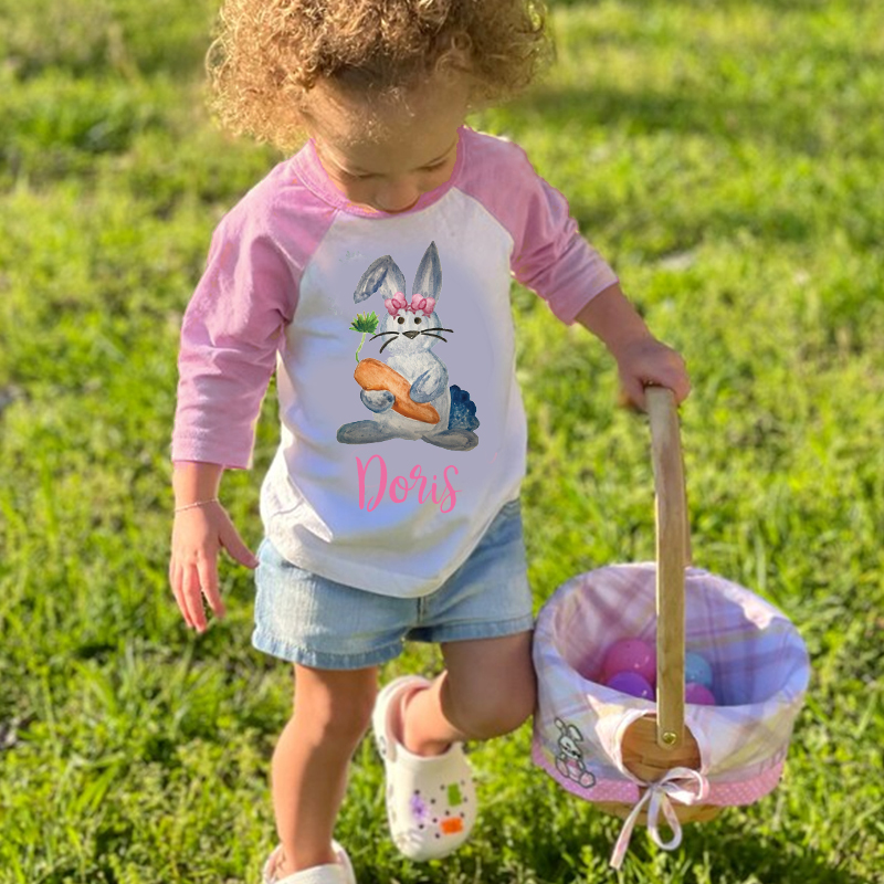 Personalized Kids Easter Bunny Long Sleeves Shirt| Cloth12445