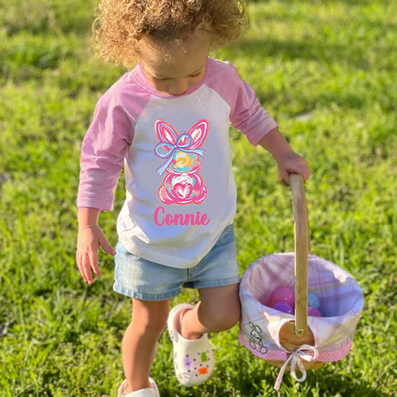Personalized Kids Easter Bunny Long Sleeves Shirt| Cloth12438