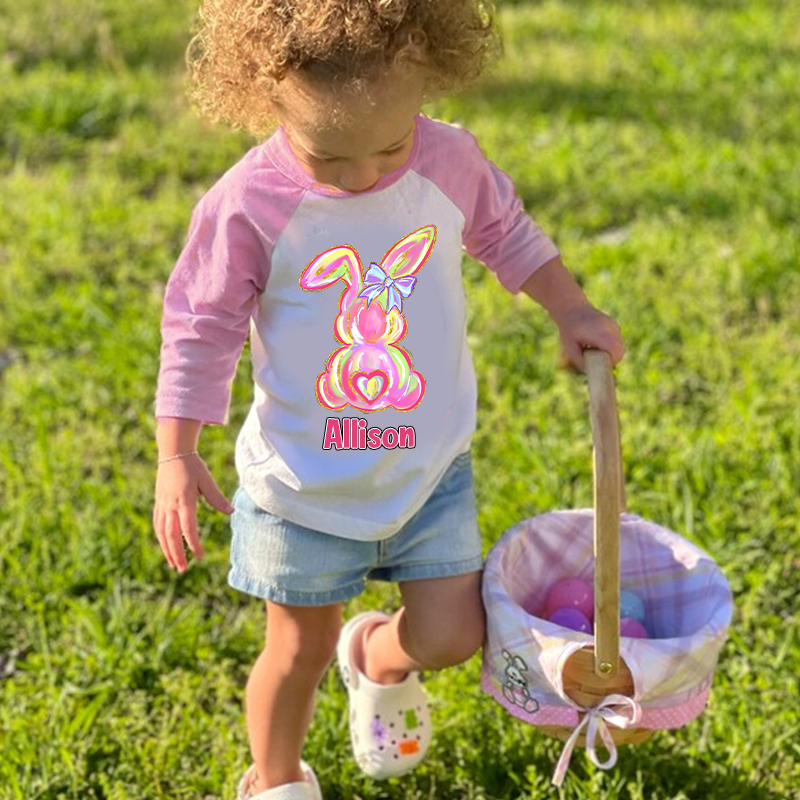 Personalized Kids Easter Bunny Long Sleeves Shirt| Cloth12439