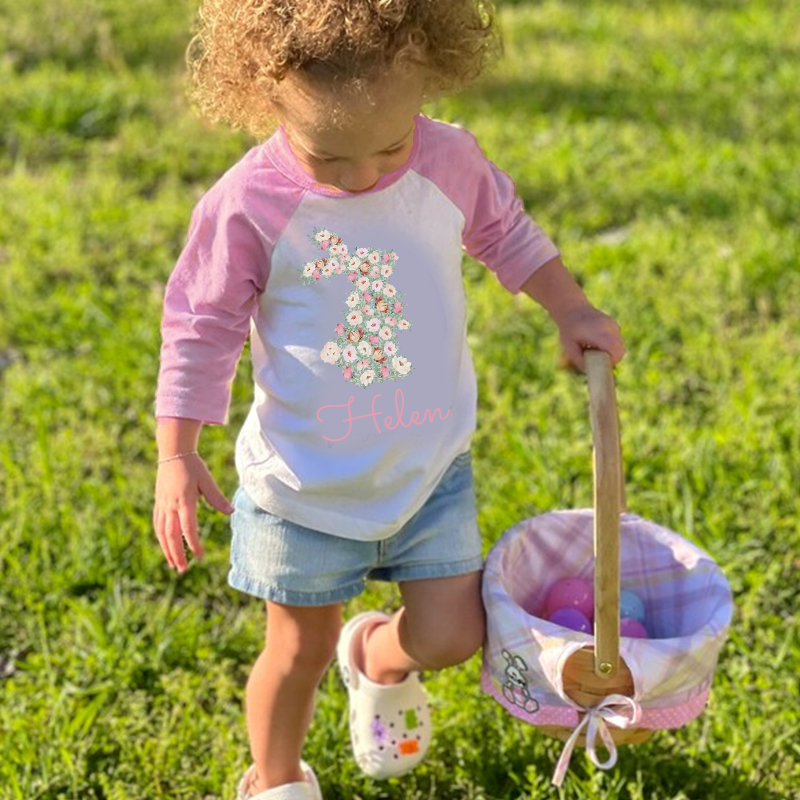 Personalized Girl Easter Bunny Long Sleeves Shirt| Cloth12431