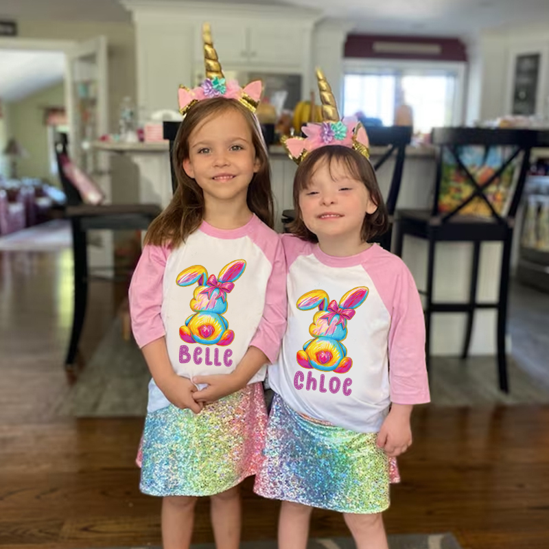 Personalized Kids Easter Bunny Long Sleeves Shirt| Cloth12444