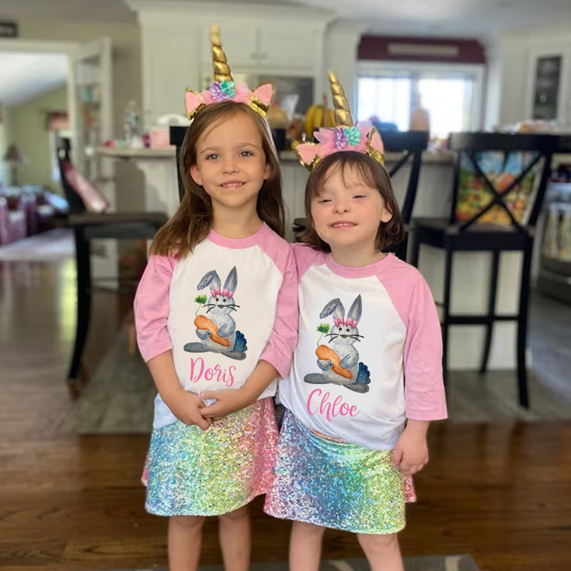 Personalized Kids Easter Bunny Long Sleeves Shirt| Cloth12445