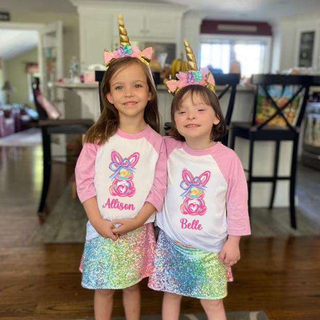 Personalized Kids Easter Bunny Long Sleeves Shirt| Cloth12438