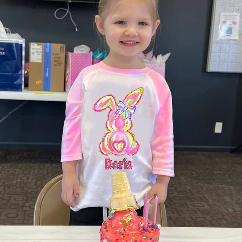 Personalized Kids Easter Bunny Long Sleeves Shirt| Cloth12439