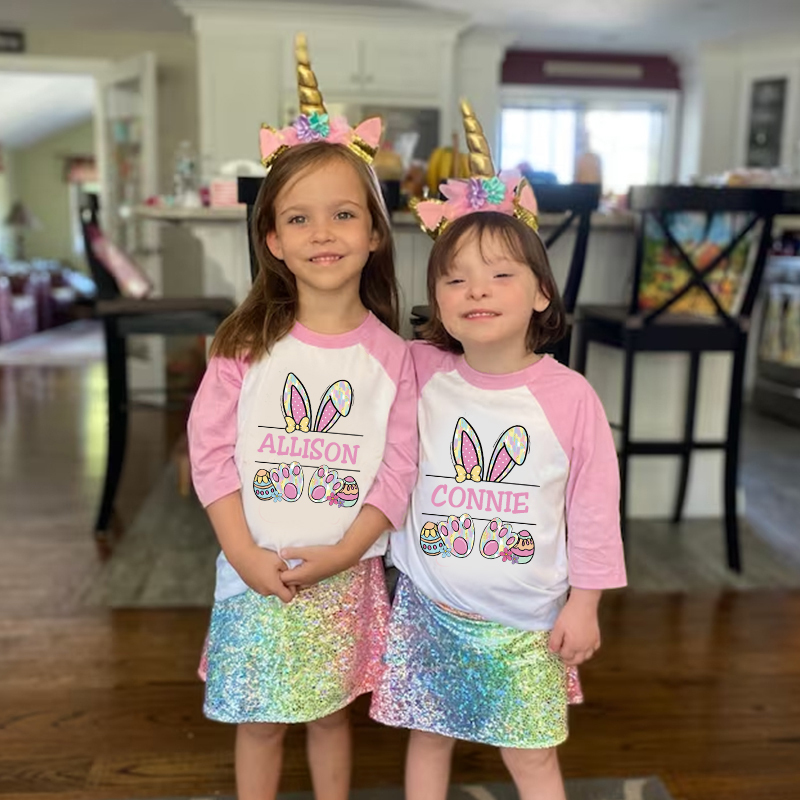 Personalized Kids Alphabet Bunny Long Sleeve Shirt| Cloth 12434