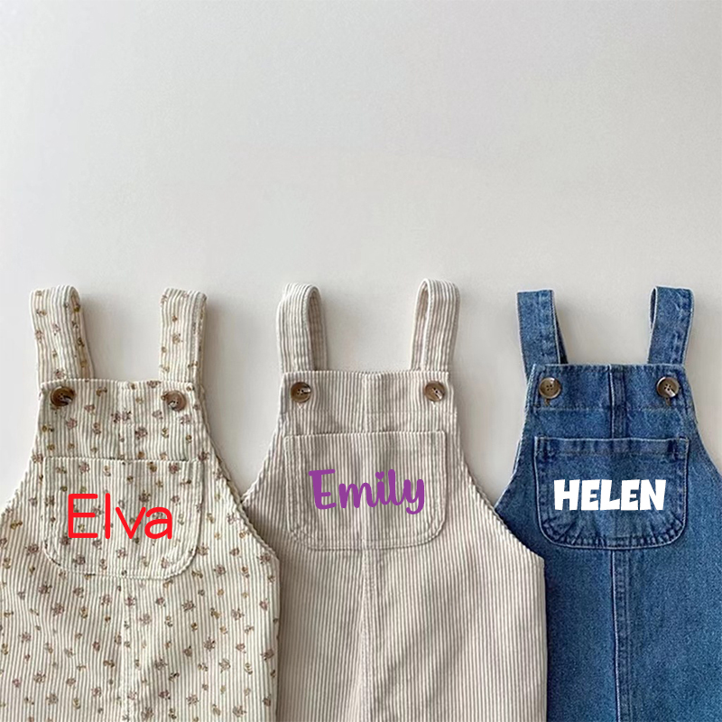 Personalized Kids Multicolor Cozy Overalls| Pants14