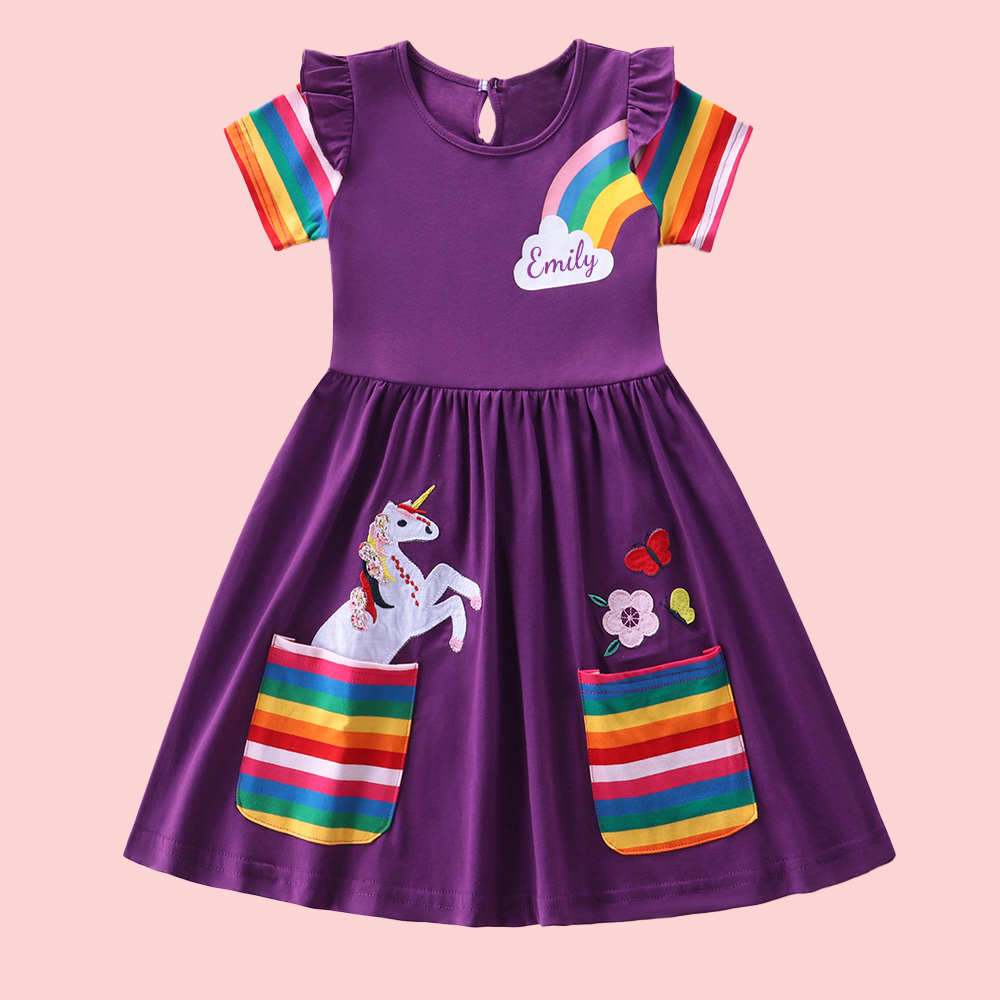 Personalized Girl Rainbow Unicorn Birthday Dress| Dress10