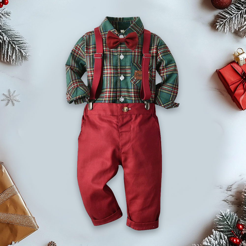 Personalized Leather Patch Boy Christmas Retro Outfit| YESMC24