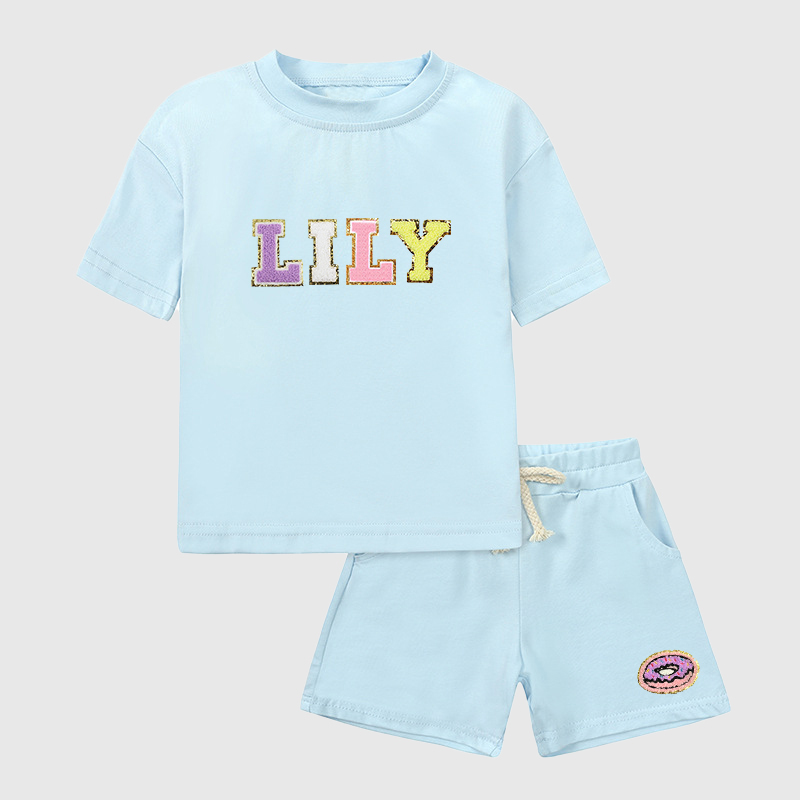 Personalized Kid Summer Hand Patch Toddler Set |Cloth218