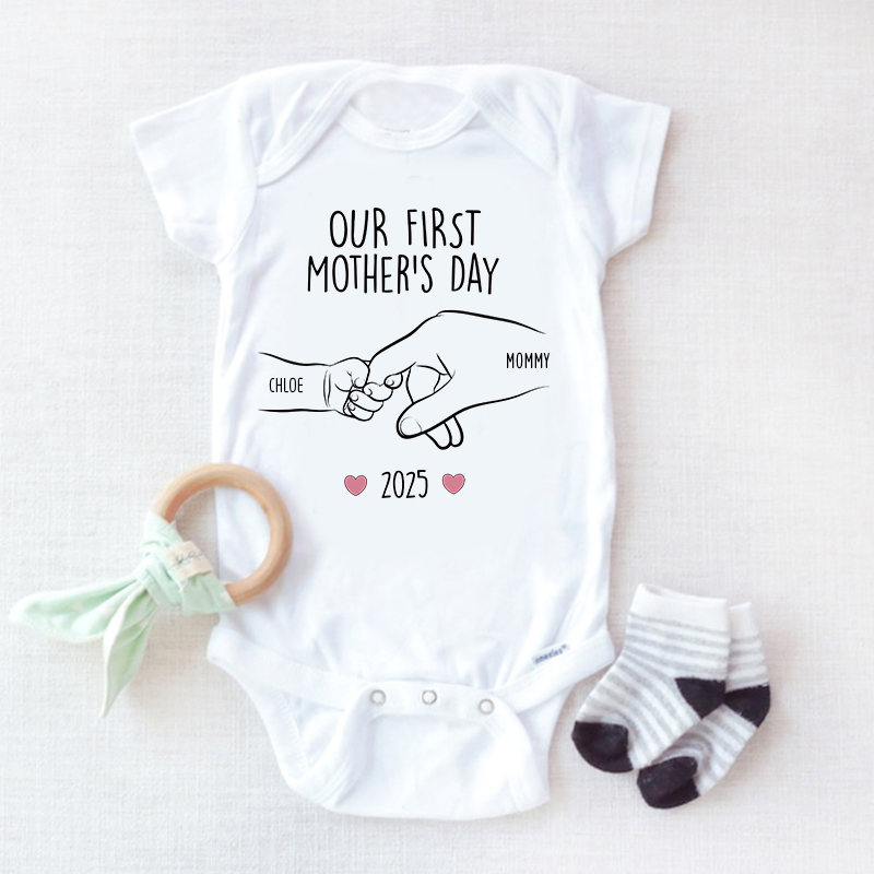Personalized Our First Mother's Day Baby Cozy Onesie| BBcloth2216