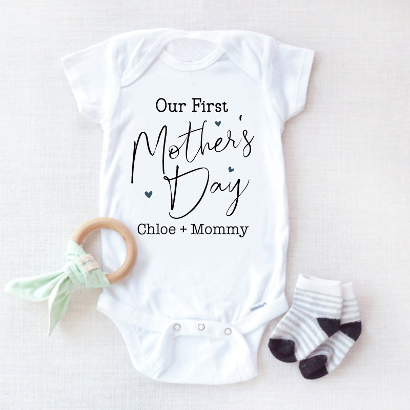 Personalized Our First Mother's Day Baby Cozy Onesie| BBcloth2211