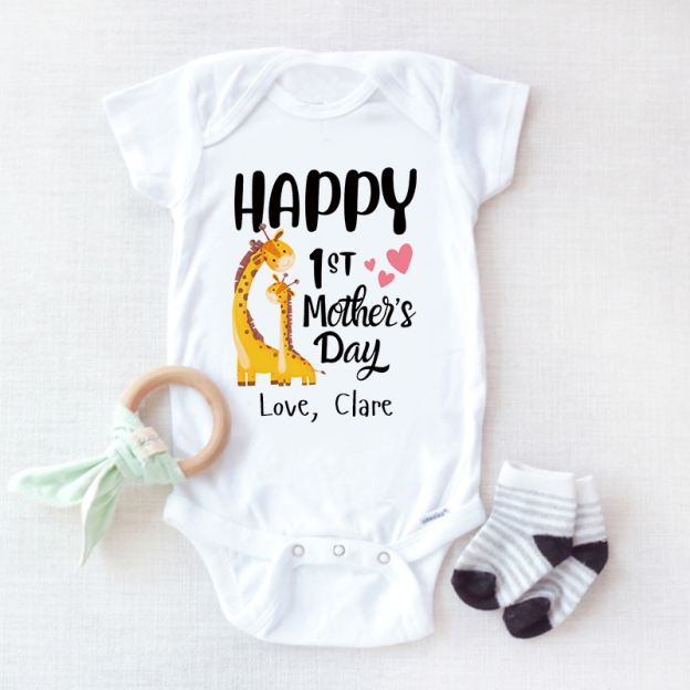 Personalized Happy 1st Mother’s Day Baby Cozy Onesie| BBcloth2214