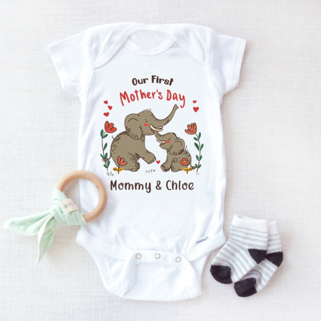 Personalized Our First Mother's Day Baby Cozy Onesie| BBcloth2215