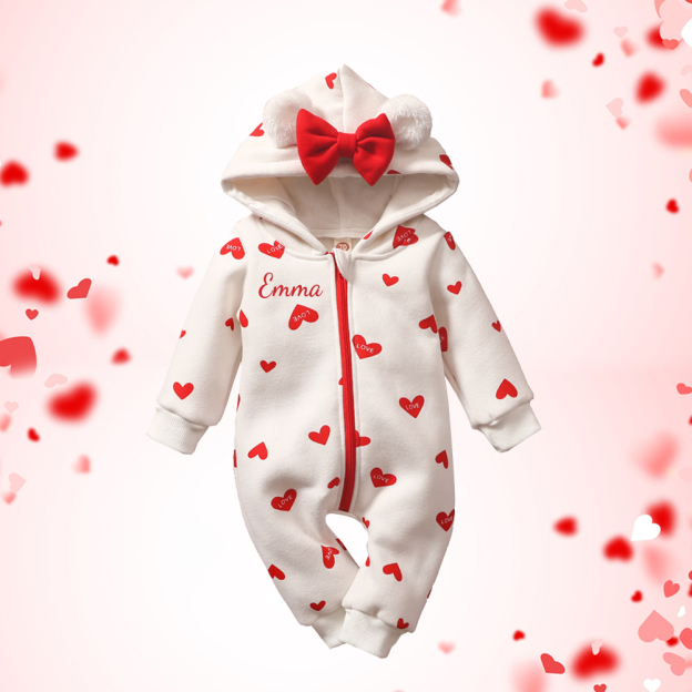Personalized Baby Girl Love Heart Jumpsuit| BBcloth112