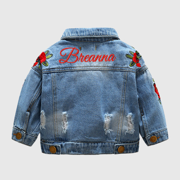 Personalized Girl Embroidered Rose Demin Jacket| Cloth251