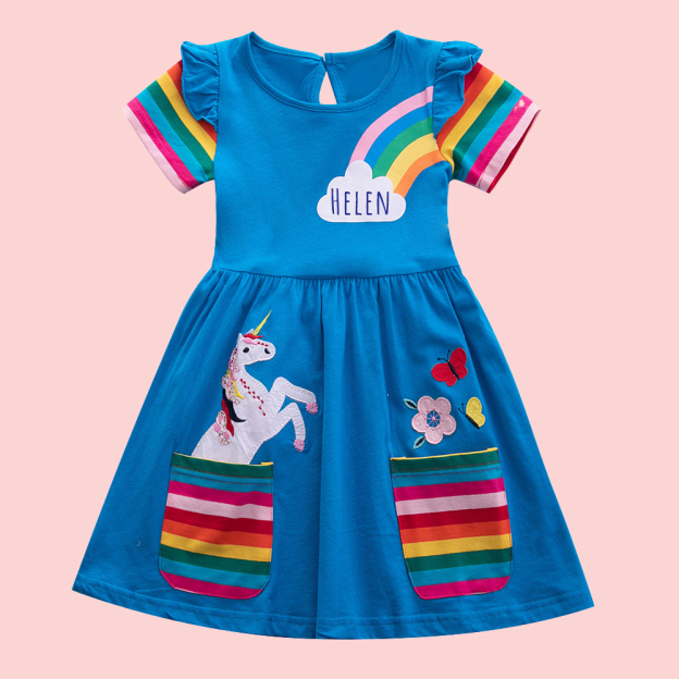 Personalized Girl Rainbow Unicorn Birthday Dress| Dress10