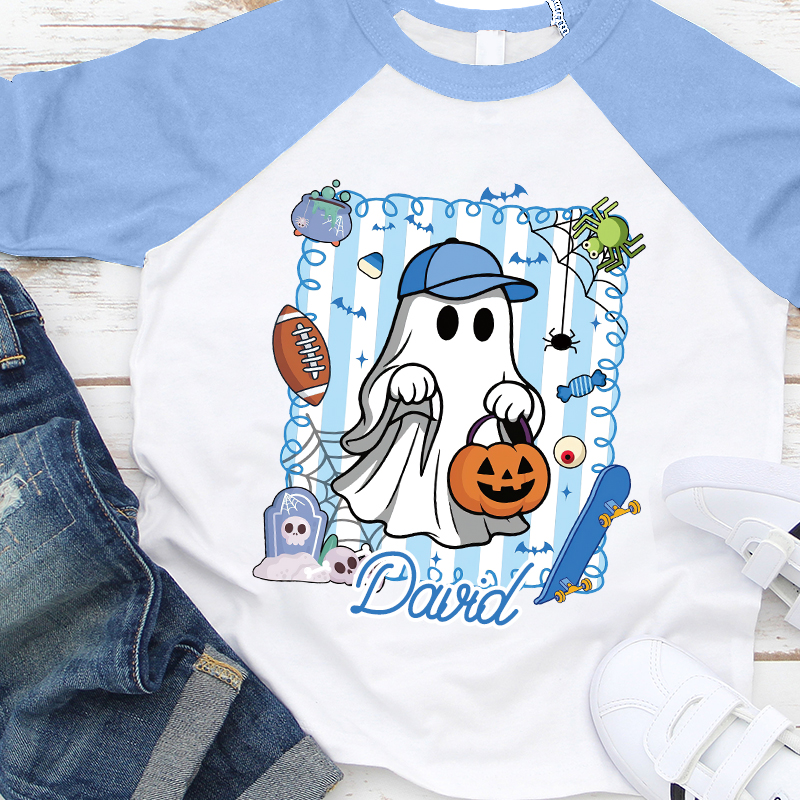 Personalized Kids Halloween Ghost Pumpkin Long Sleeves Shirt| Cloth12447