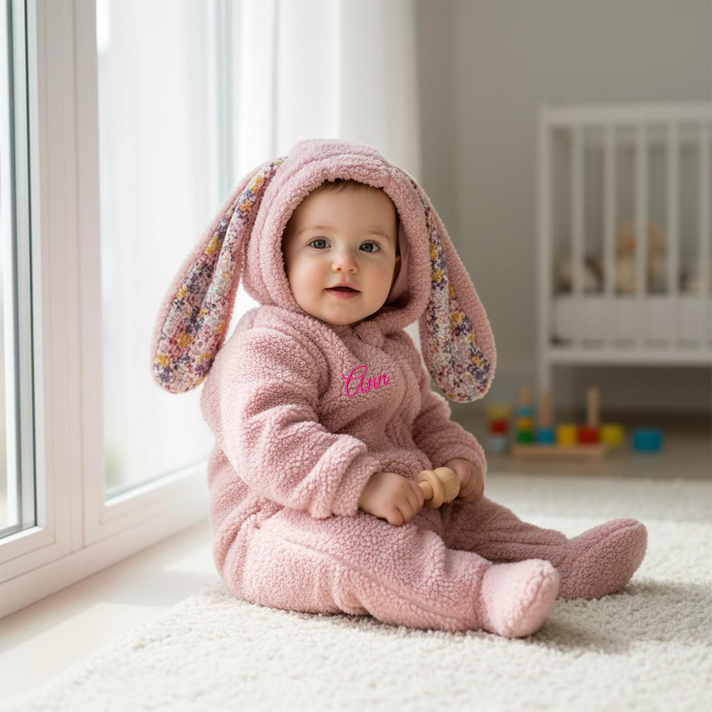 Personalized Baby  Bunny Hooded Romper| BBcloth120