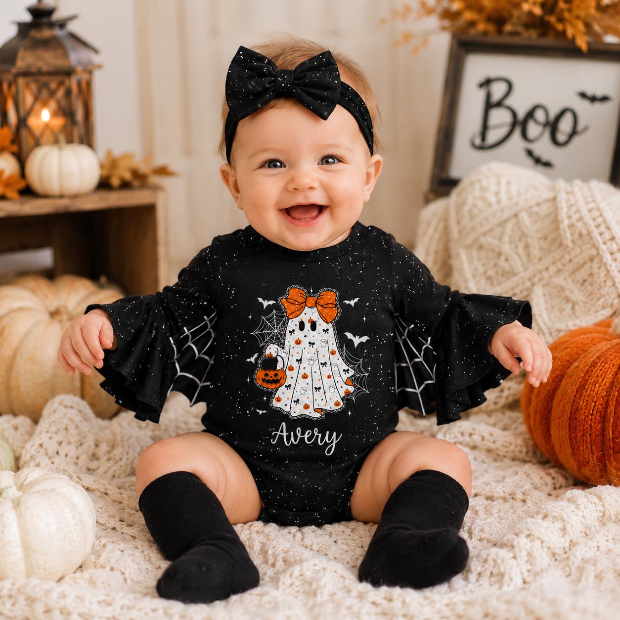 Personalized Baby Halloween Gift Bodysuit and Headband Set| YESHalloween19