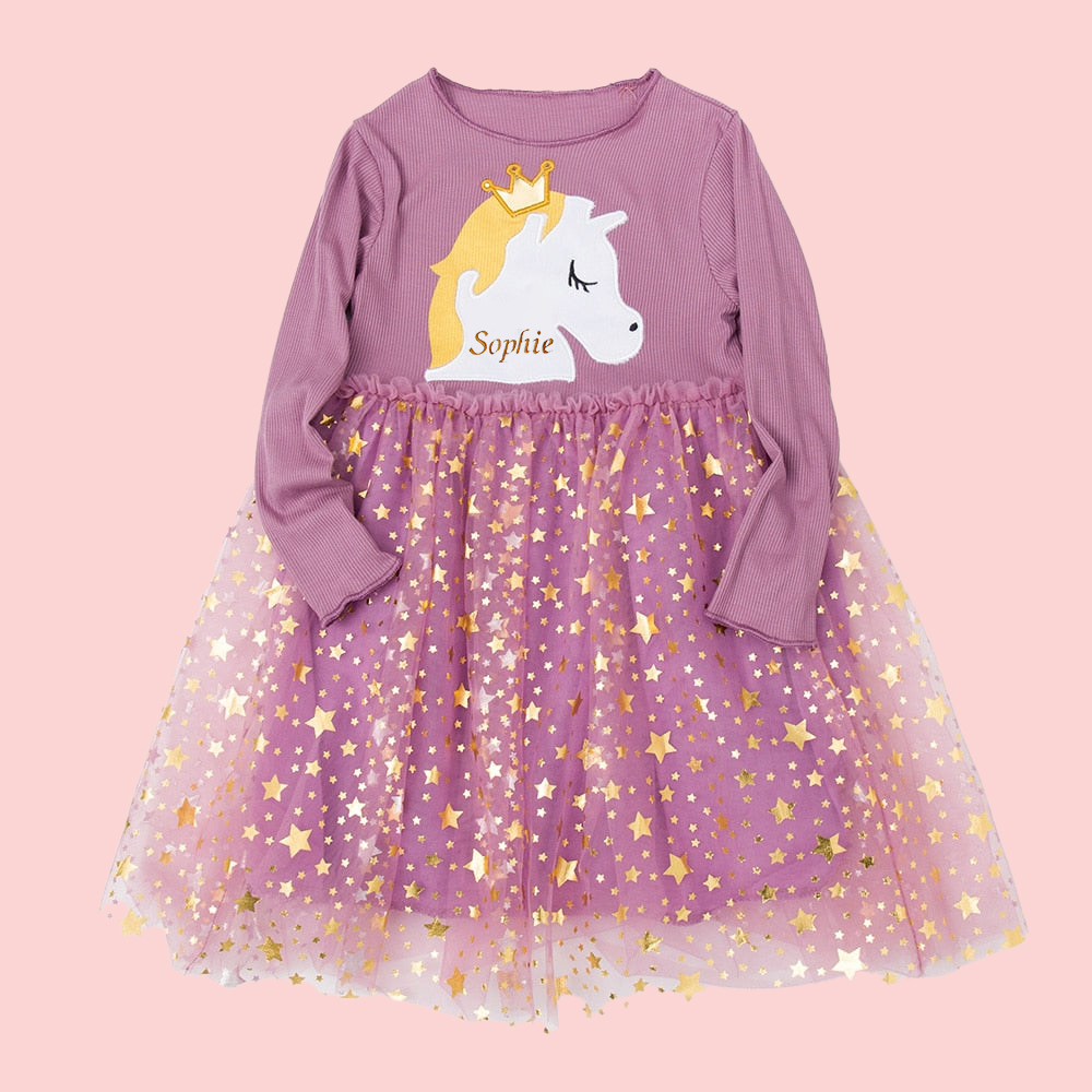 Personalized Girl Unicorn Birthday  Embroidered Tutu Dress| Dress42