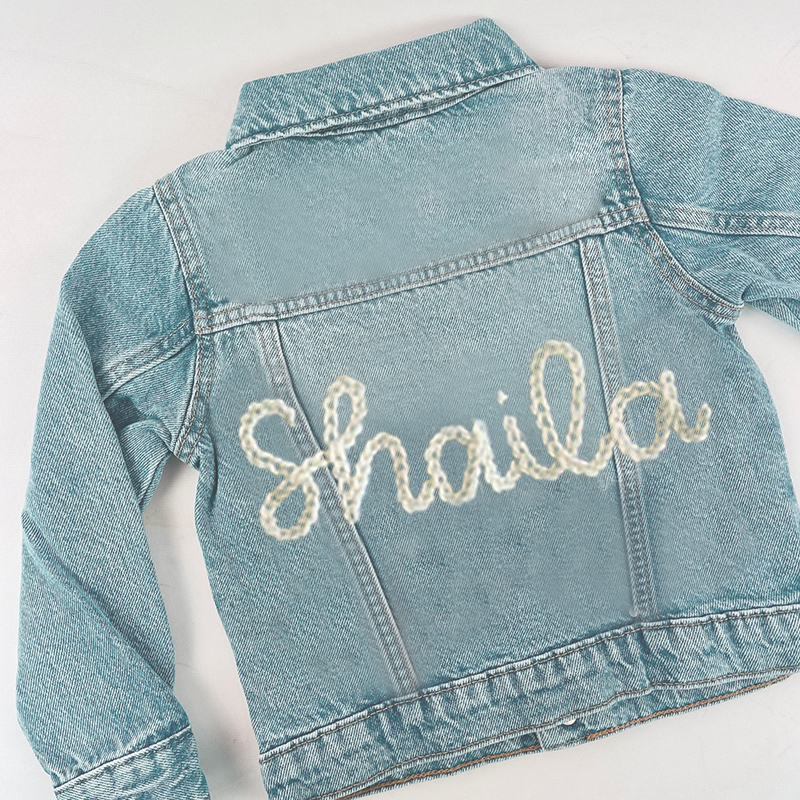 Personalized Kids Hand Embroidered Denim Jacket| Cloth161