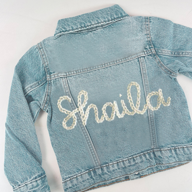 Personalized Kids Hand Embroidered Denim Jacket| Cloth161